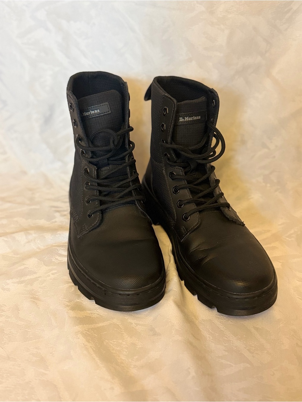 Dr. Martens Combs II Black Leather and Poly Combat Boots